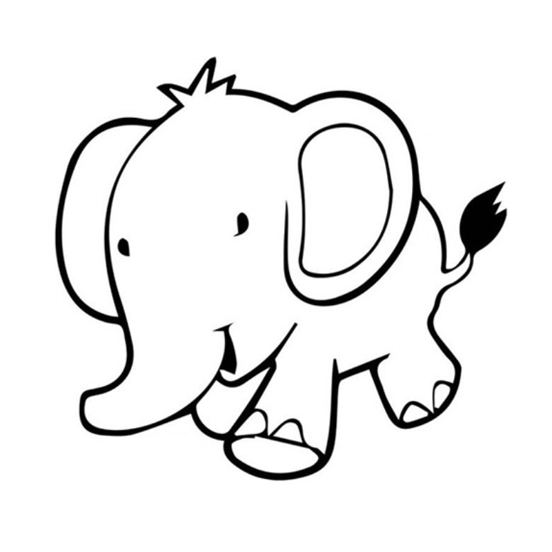 Bức tranh tô màu con voi chơi với bong bóng