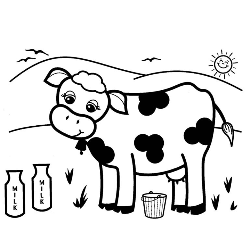 Cuộc phiêu lưu của bò sữa Bức tranh tô màu khám phá nông trại