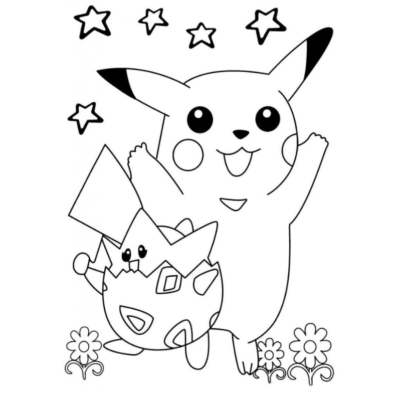 Pikachu trong bộ sưu tập tranh tô màu cho trẻ em