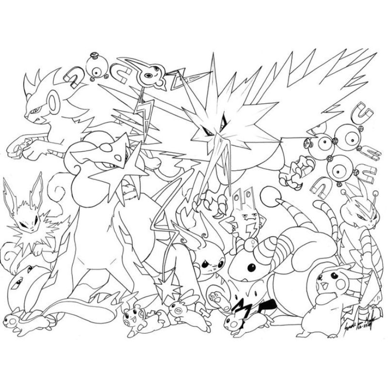 Tô Màu Pokemon Hệ Điện Cùng Thế Giới Pokémon Đầy Màu Sắc