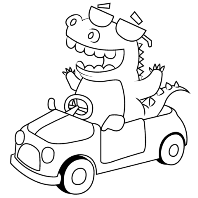Tổng hợp những ý tưởng tô màu xe khủng long cho trẻ em