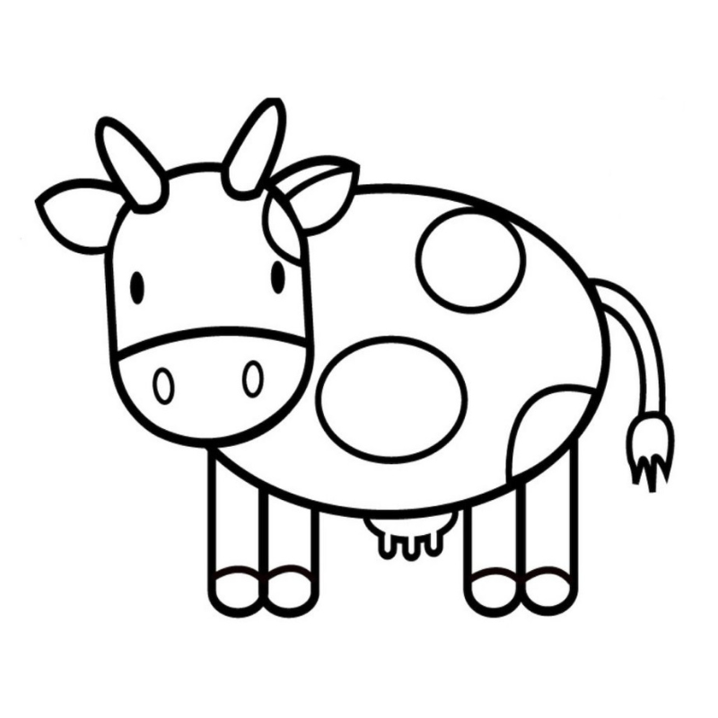 Tranh tô màu con vật cho bé 2 tuổi con bò sữa