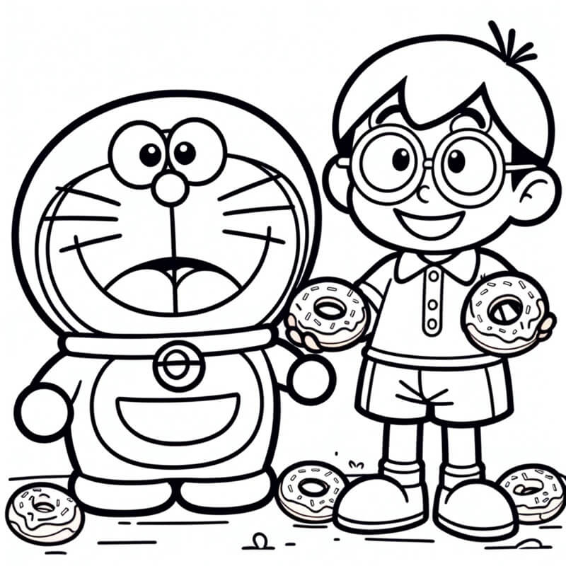 tranh to màu Doraemon và nhóm bạn thử nghiệm bảo bối mới